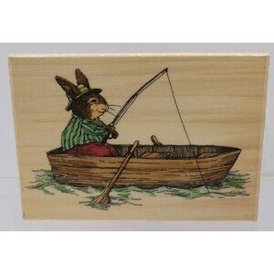 Leon Gone Fishin' ©Susan Wheeler, Holly Pond Hill Inter Art, Uptown Stamp
